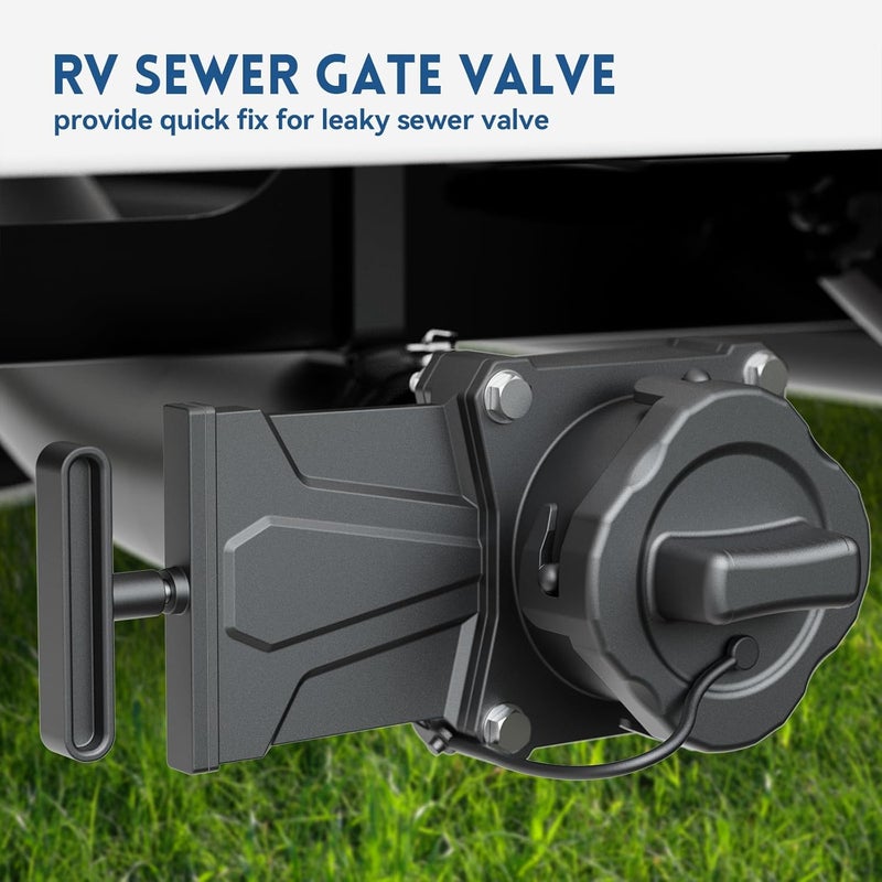 DUMPMAN RV Sewer Gate Valve, Shut Off Valve with Leak-proof Cap, Twist-on Sewer Hose Valve, Fit for 3" Drain Pipe - Image 2